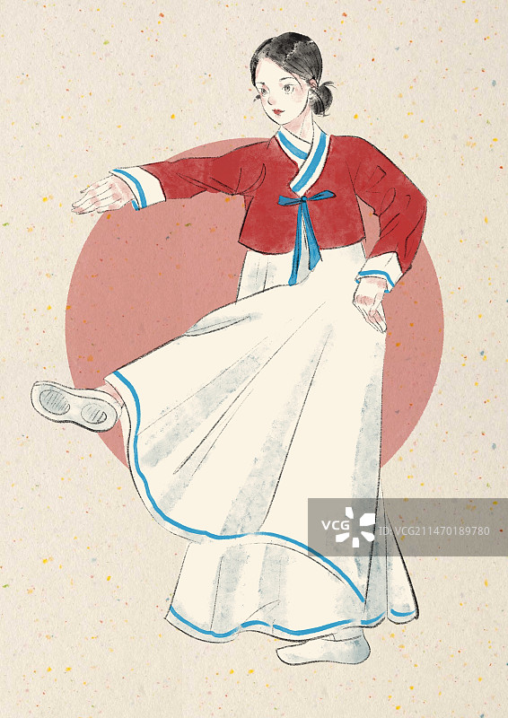 朝鲜族舞蹈插画图片素材