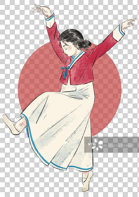 朝鲜族舞蹈插画元素图片素材