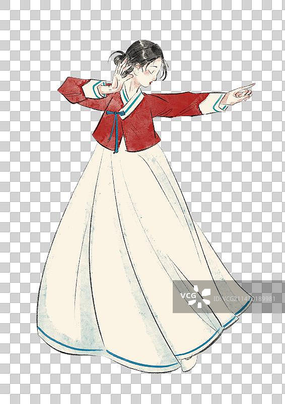 朝鲜族舞蹈插画元素图片素材