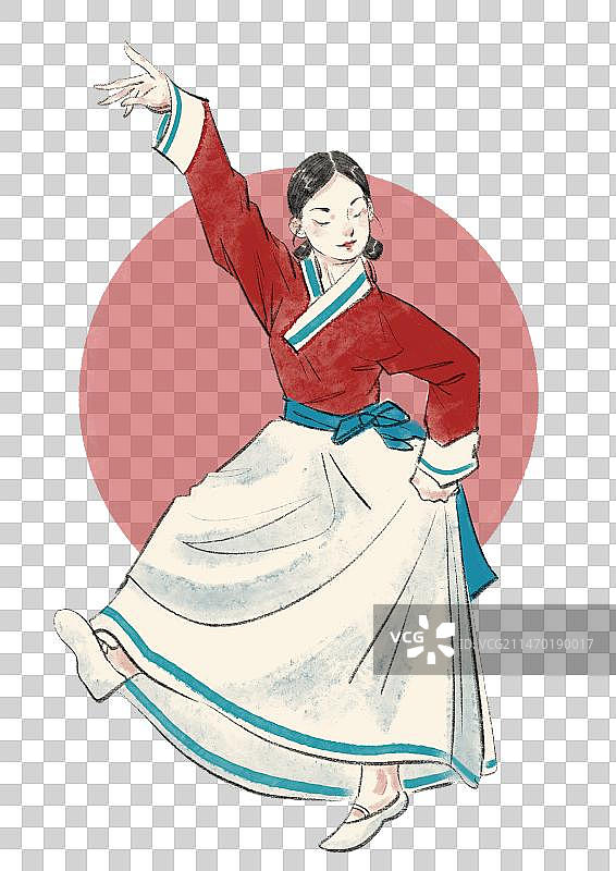 朝鲜族舞蹈插画元素图片素材