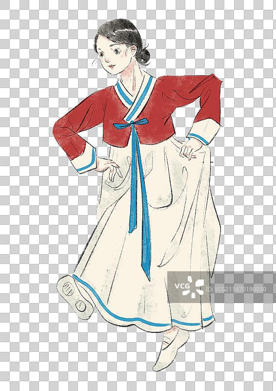 朝鲜族舞蹈插画元素图片素材