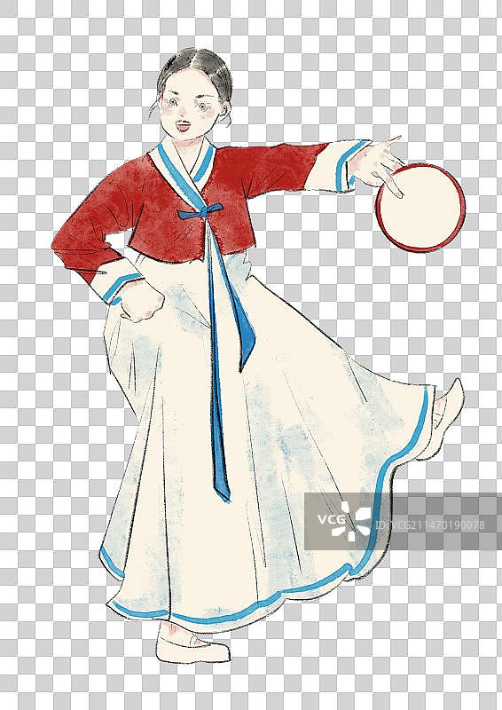 朝鲜族舞蹈插画元素图片素材