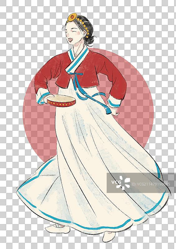 朝鲜族舞蹈插画元素图片素材