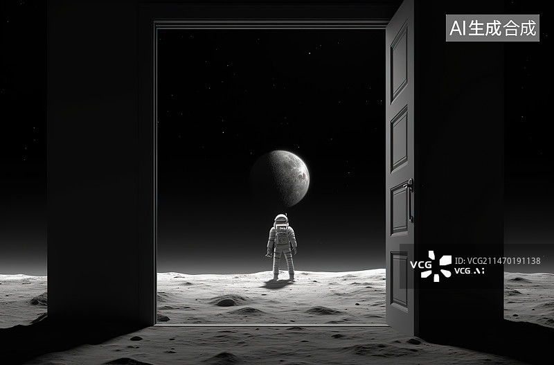 【AI数字艺术】晚上站在窗边的人图片素材