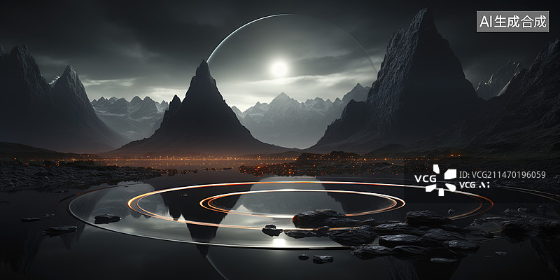 【AI数字艺术】外星光环科技背景图片素材