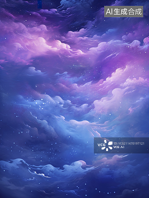 【AI数字艺术】炫彩梦幻云海抽象插画背景图片素材
