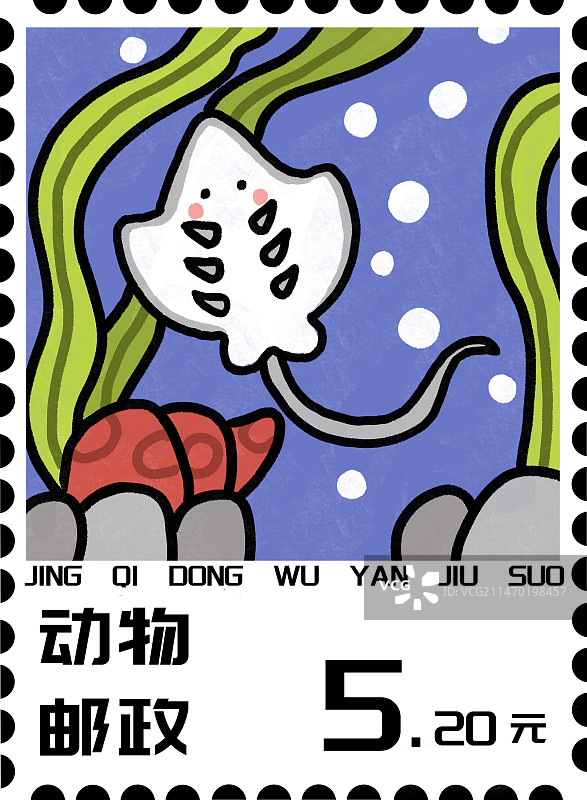 惊奇动物系列之插画邮票图片素材