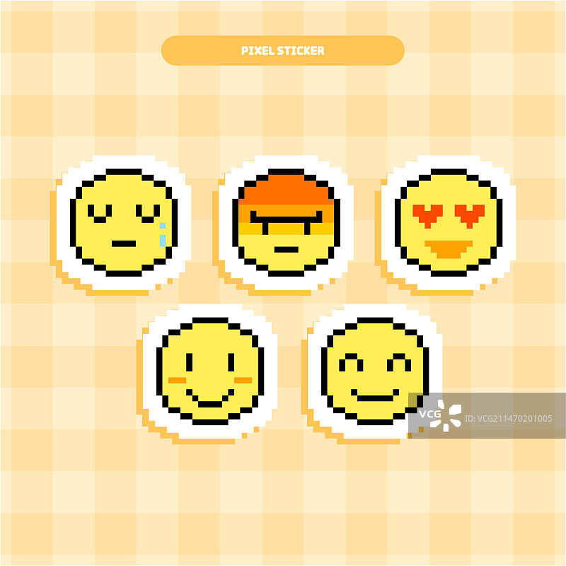 像素艺术表情贴纸图标矢量素材图片素材