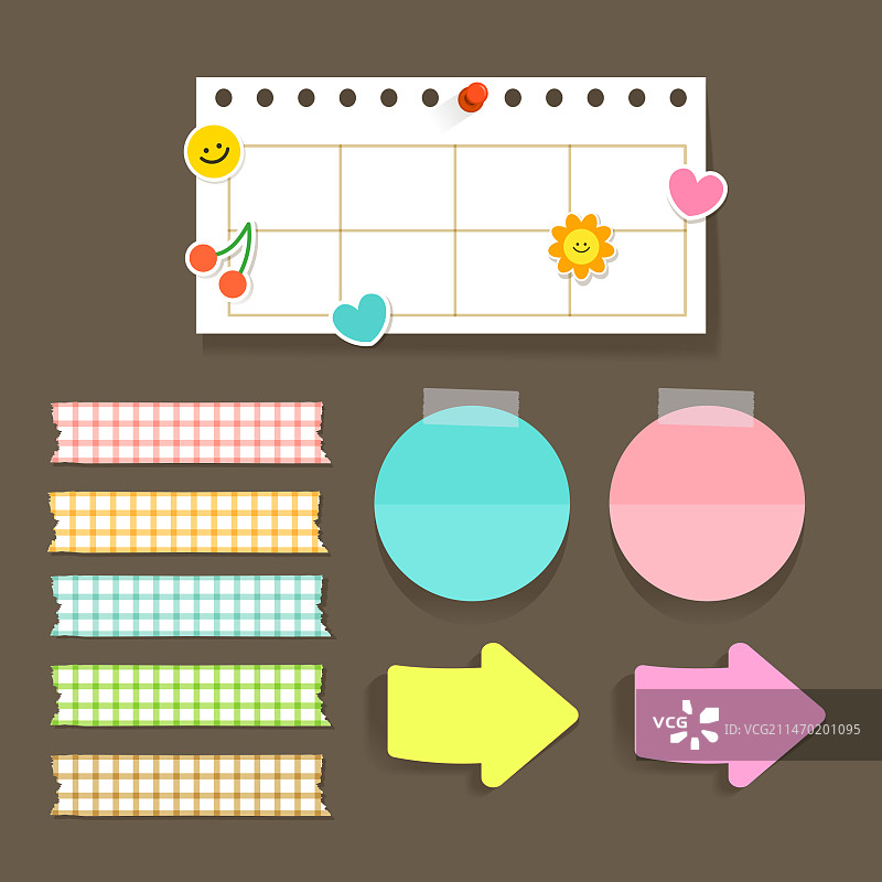 设计元素：便利贴、标签、边框、胶带、贴纸、图钉图片素材