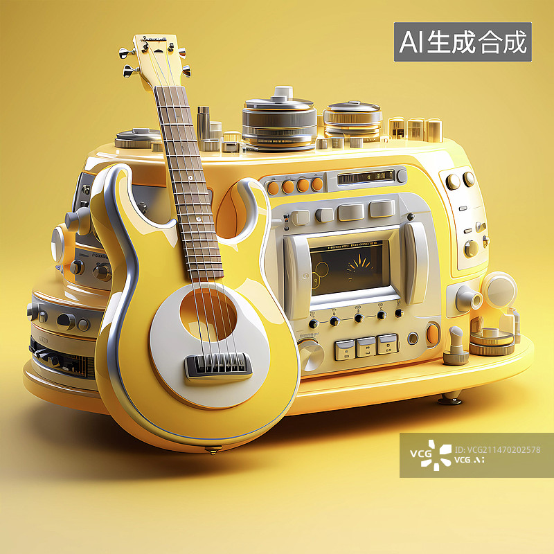 【AI数字艺术】复古艺术收音机音响设备图标图片素材