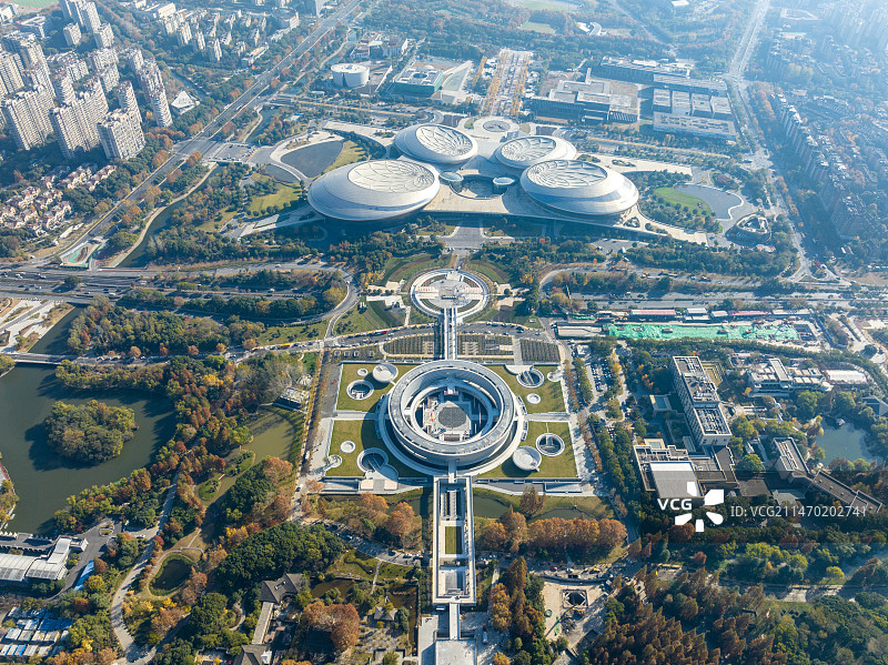 江苏省南京市建邺区河西南京宪法公园和南京大剧院建筑航拍风光图片素材