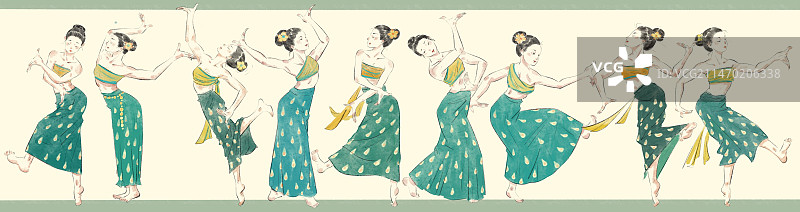 云南少数民族舞蹈插画图片素材
