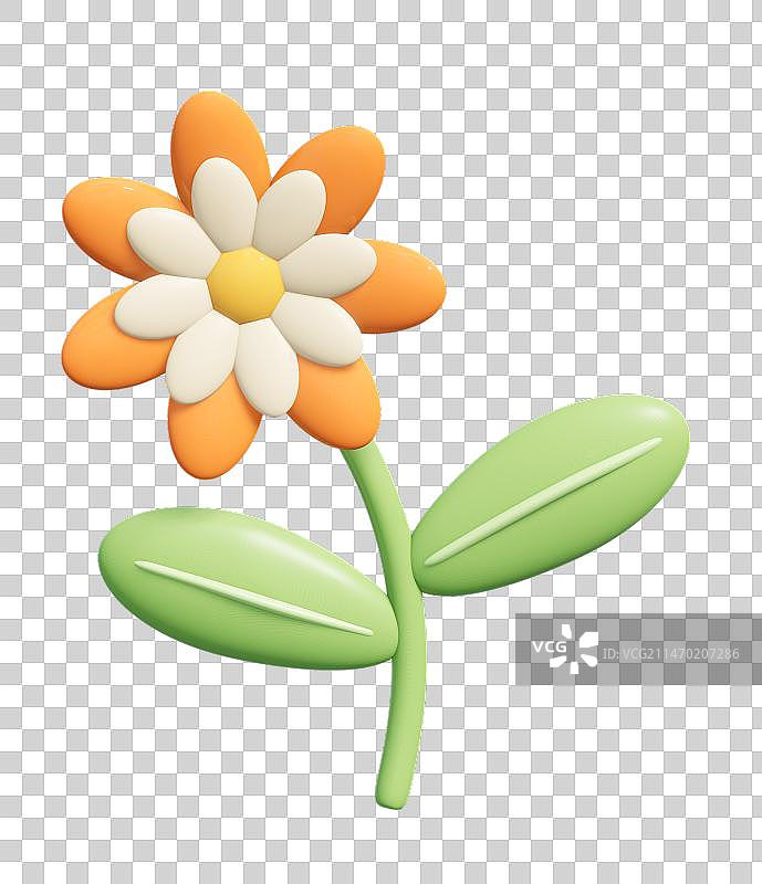花自然植物3D卡通可爱插画元素图片素材