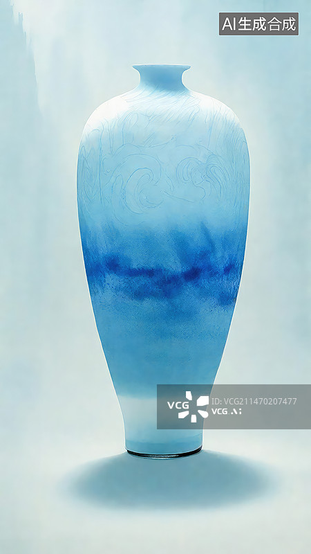 【AI数字艺术】国风山水设计与青花瓷陶瓷结合的设计元素图片素材