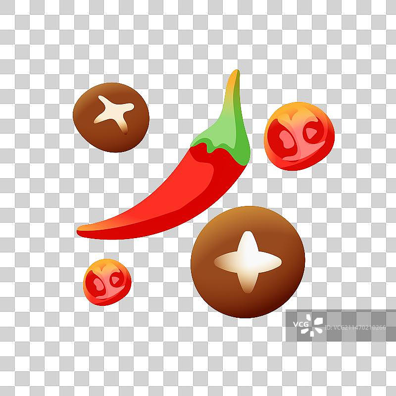 矢量手绘辣椒冬菇装饰元素图片素材