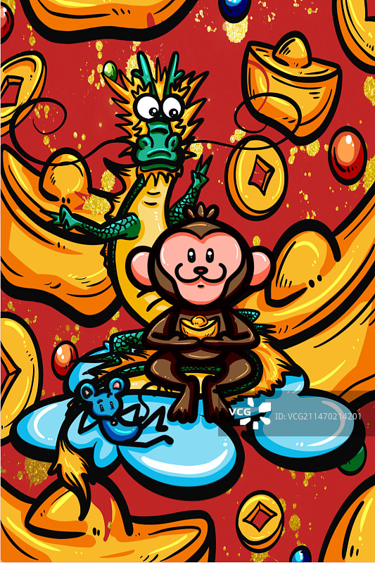 三合属相（猴龙鼠）图片素材