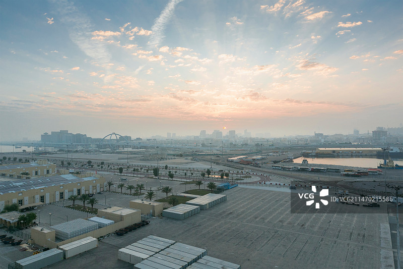 迪拜海港日出自然景观图片素材