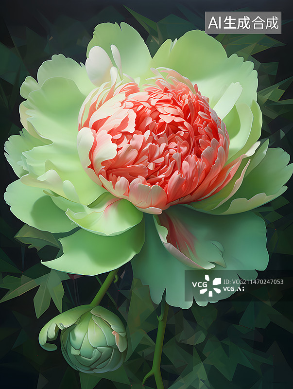 【AI数字艺术】一朵盛开的粉红色茶花图片素材