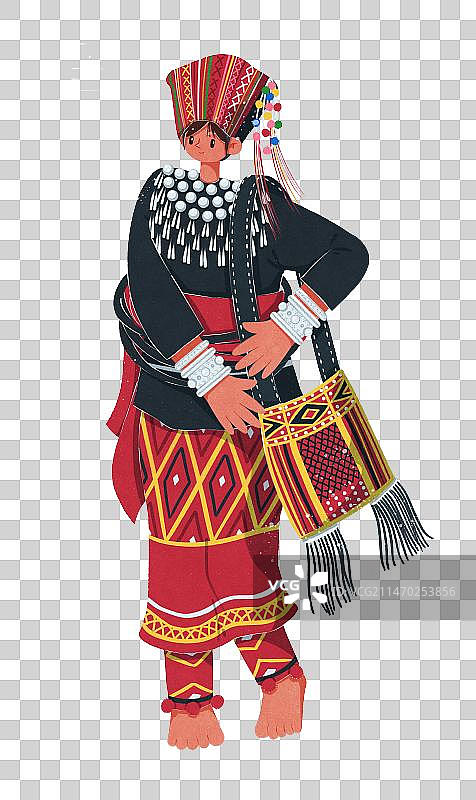 景颇族背筒帕的女性图片素材