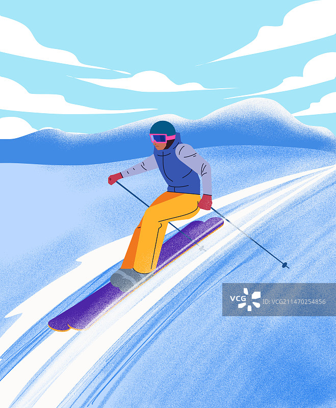 哈尔滨寒冷季节冬天冬季冰冷户外锻炼健身挑战极限运动滑雪飞驰刺激风景场景插画图片素材