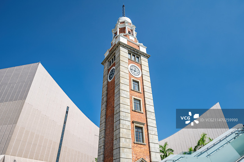 香港特别行政区维多利亚港香港文化中心尖沙咀钟楼图片素材