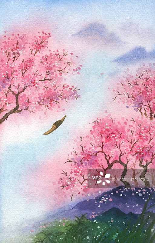 桃花流水图片素材