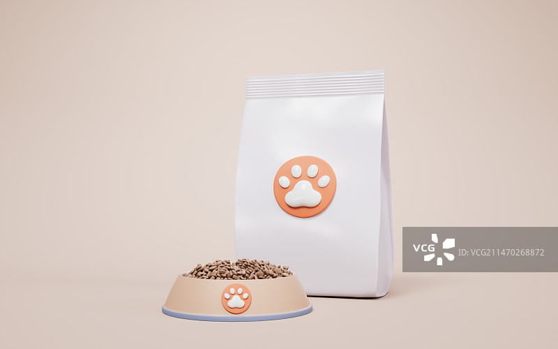 宠物猫粮狗粮3D渲染图片素材