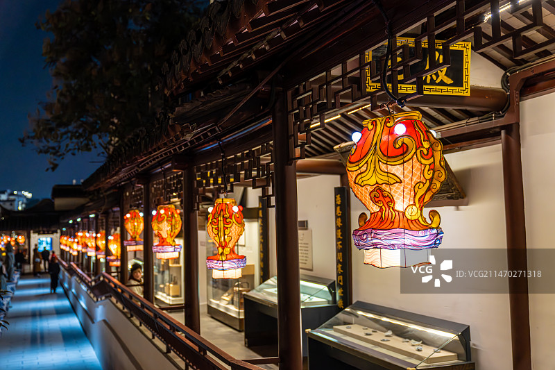 夜间南京秦淮河江南贡院一景图片素材