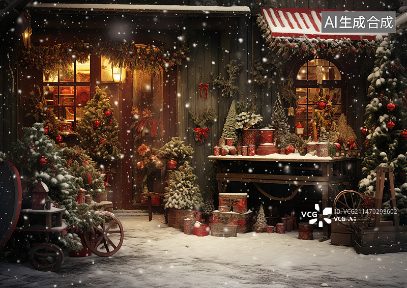 【AI数字艺术】圣诞装饰和礼物图片素材