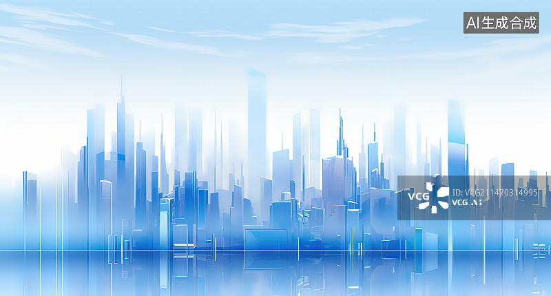 【AI数字艺术】城市天际线和大数据概念图片素材