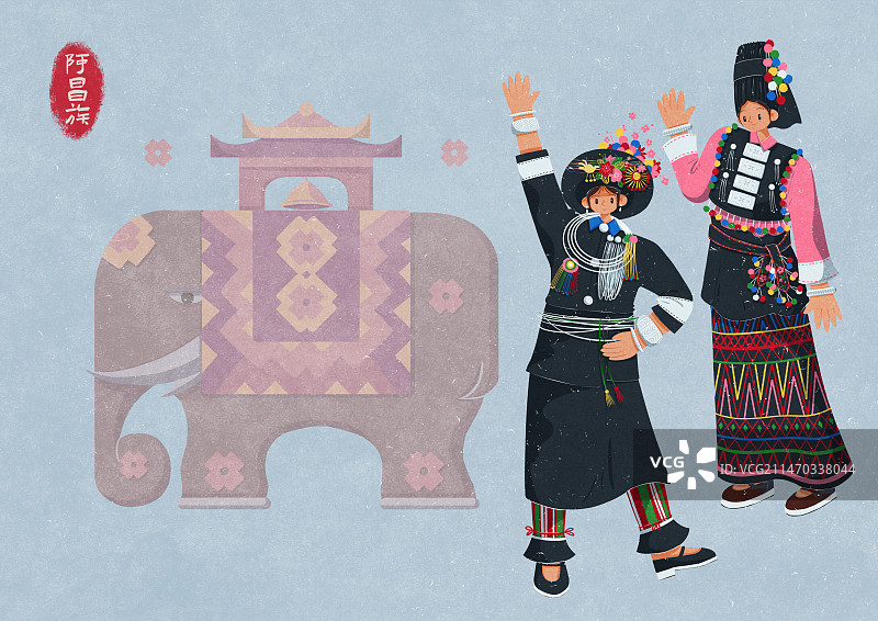 阿昌族女性的不同服饰图片素材