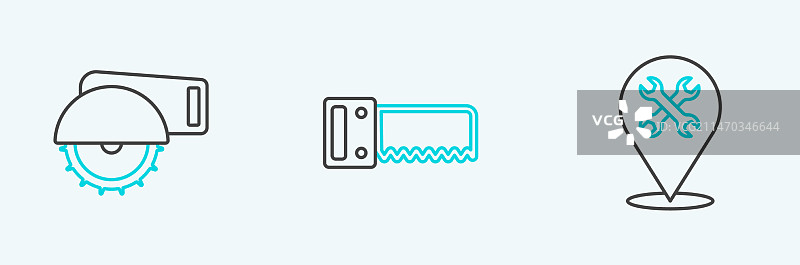 扳手、电锯线条定位标志图片素材