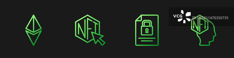 线条文档和锁以太坊ETH NFT图片素材