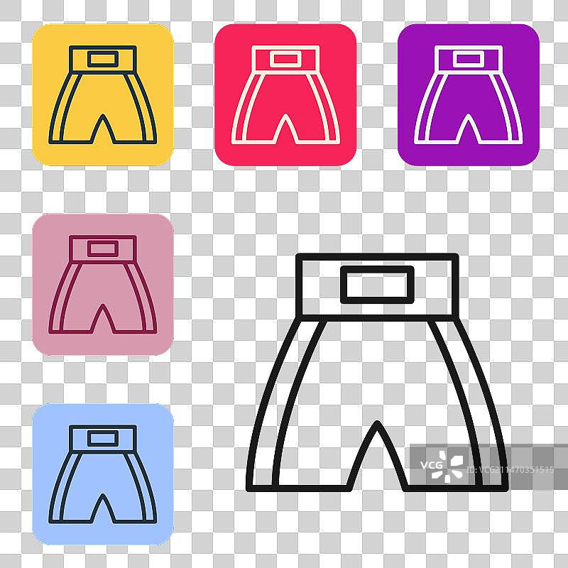 黑色线条拳击短裤白色背景图标图片素材