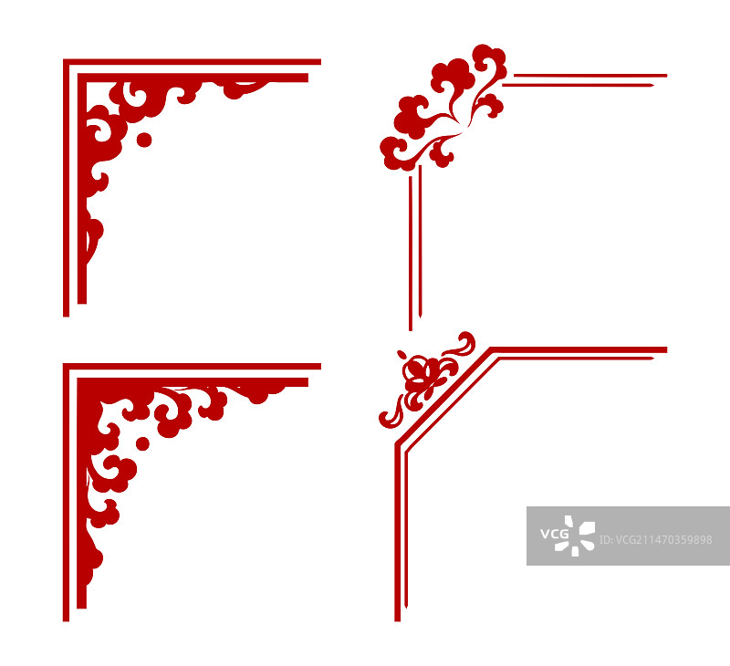 中式花纹边框对角线图片素材