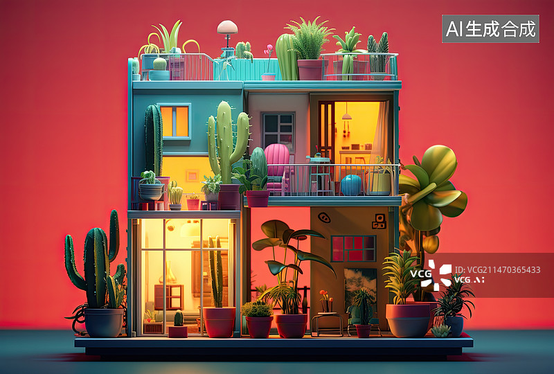 【AI数字艺术】植物住宅图片素材