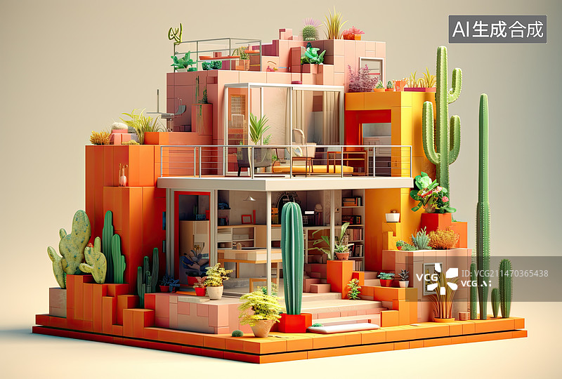 【AI数字艺术】植物住宅图片素材