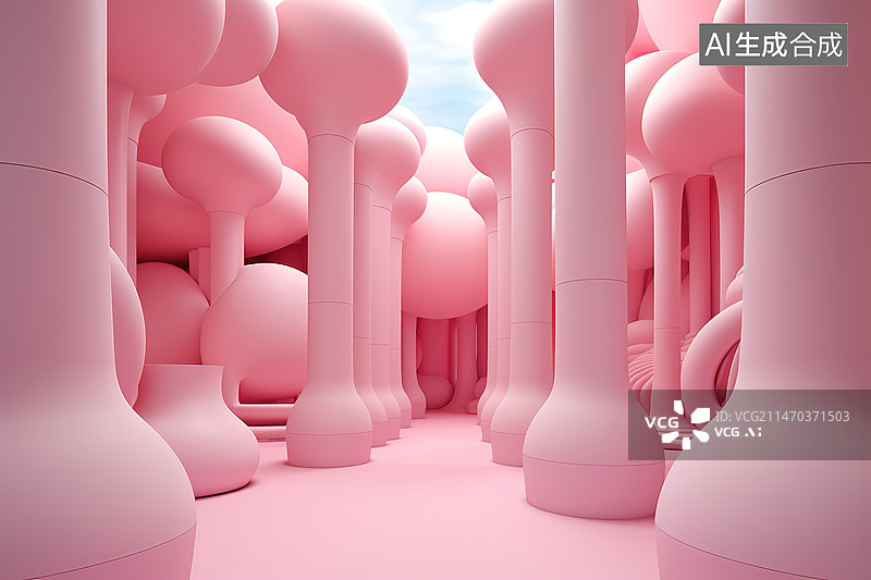 【AI数字艺术】粉色背景下的彩色气球图片素材