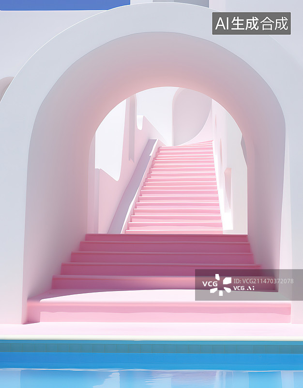 【AI数字艺术】现代建筑室内旋转楼梯图片素材