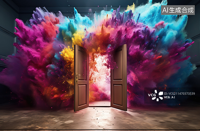 【AI数字艺术】彩色灯光下的彩色装饰图片素材