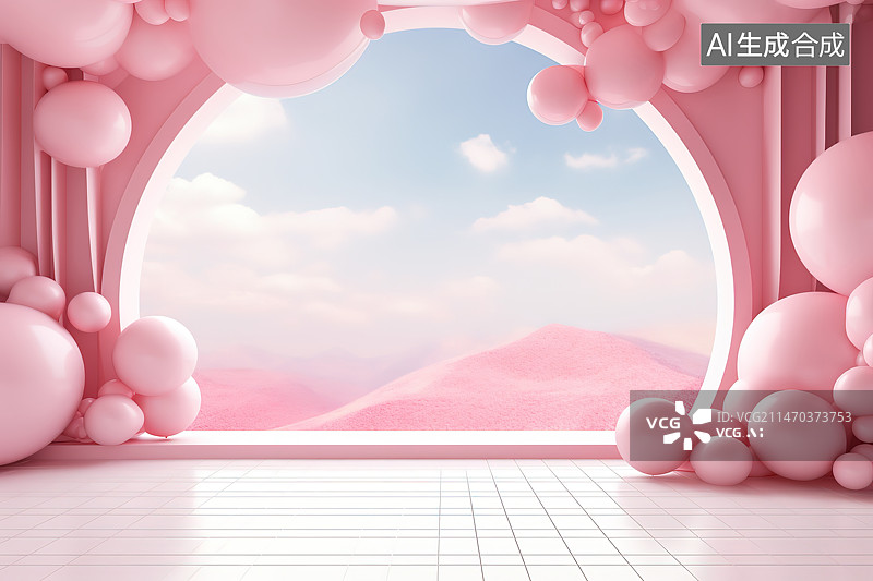 【AI数字艺术】粉色的建筑和粉红色背景图片素材