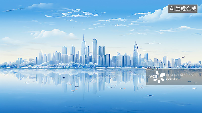 【AI数字艺术】城市天际线建筑金融区图片素材