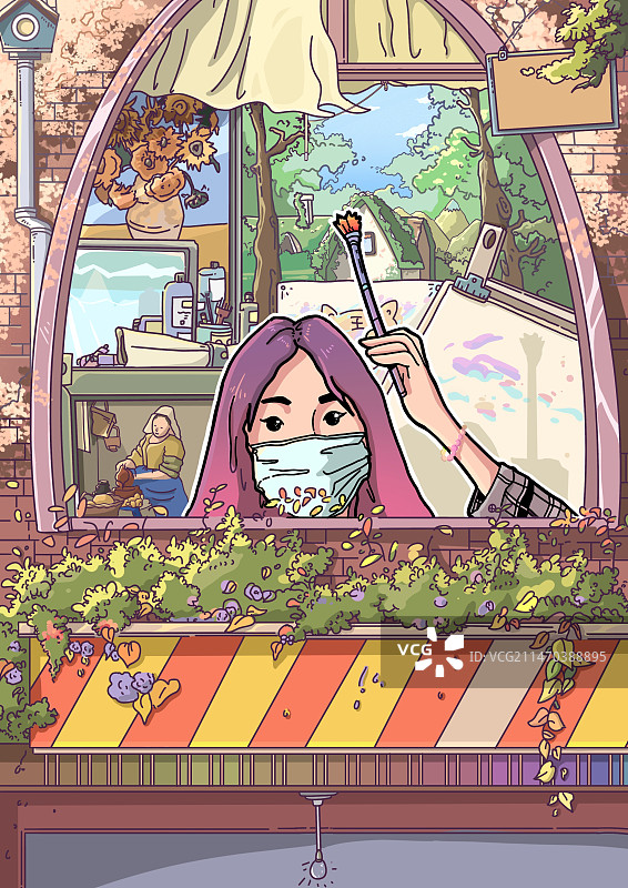 名画世界中的少女图片素材