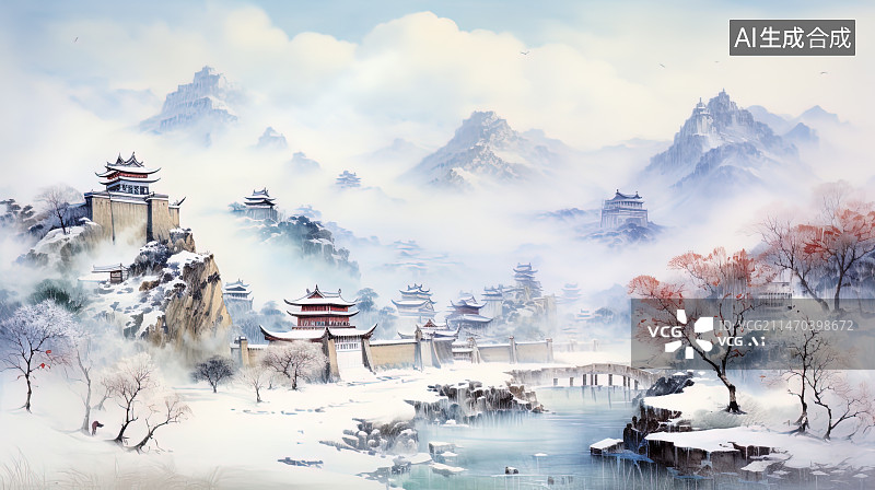 【AI数字艺术】北国风光图片素材