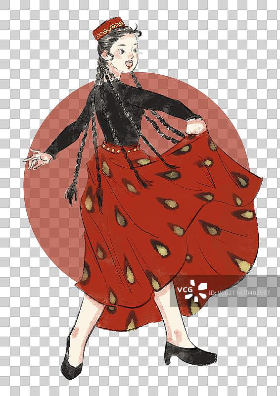 维吾尔族舞蹈插画元素图片素材