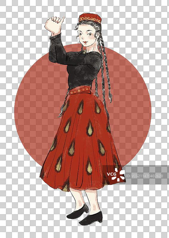 维吾尔族舞蹈插画元素图片素材