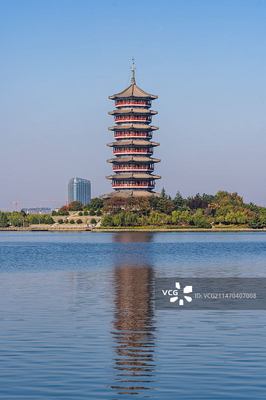 青岛胶州少海湿地公园北慈寺图片素材