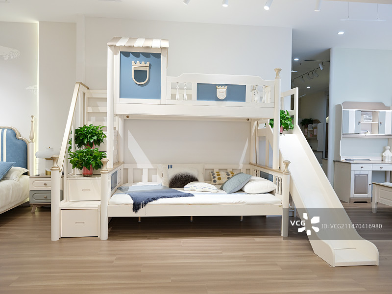 现代风格的儿童房 双人床图片素材