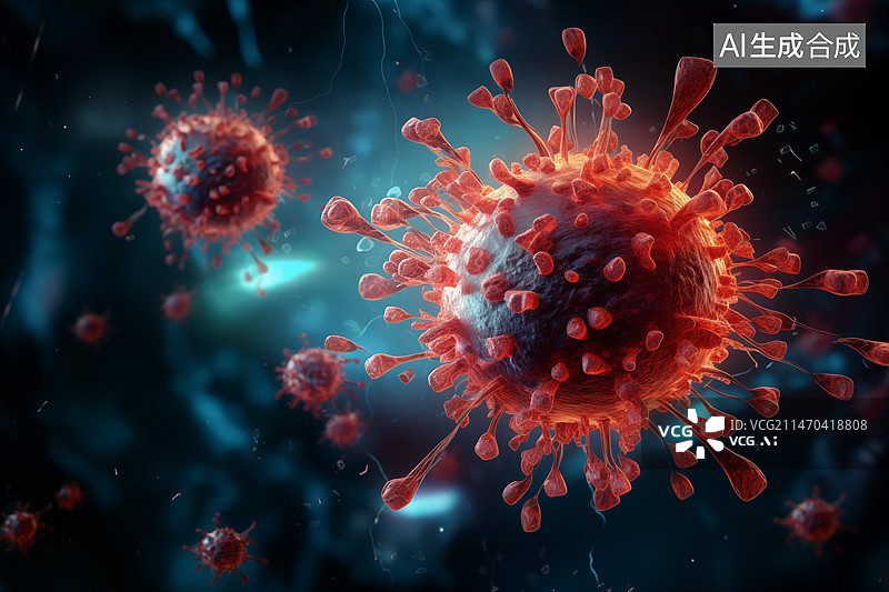 【AI数字艺术】3D显微镜病毒图片素材