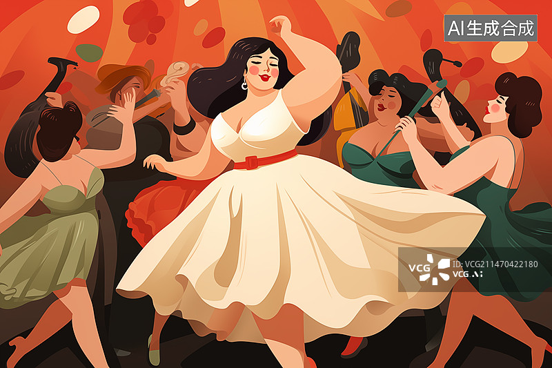 【AI数字艺术】跳舞的女孩插画图片素材
